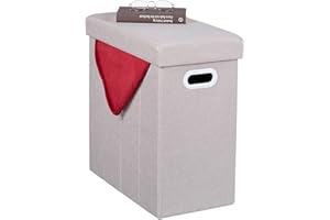 ‎RELAXDAYS Relaxdays Taboret do siedzenia z miejscem do przechowywania, tapicerowany, składany taboret z materiału, salon, korytarz, wys. x szer. x gł.: 49 x 48,5 x 27 cm, beżowy