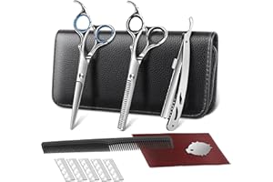 ELEHOT-STORE Tijeras Peluqueria Profesional Kit Tijeras Cortar Pelo Tijeras Entresacar Peluqueria Acero Inoxidable 6CR