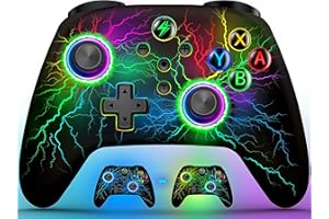 HELLCOOL Manette Switch Pro pour Switch/Lite/OLED,Android/IOS/PC,1000mAh Manette Switch Sans Fil avec 6 Axes/Programmation/Double Vibration/Turbo/Wake Up/Lumière LED Réglable/Capture D'écran