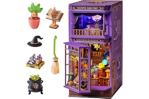 ROBOTIME Book Nook Magic Boutique LED, Diorama 3D DIY trä | Limfri miniatyrmodell med hemlig mekanism, uppslukande fantastisk