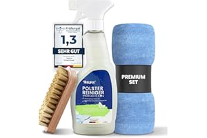 ‎TREUFIX Treufix - Polsterreiniger & Teppichreiniger für Autositze, Sofa & Couch [Profi SET inkl. Polsterbürste & Mikrofasertuch] Effektiver Sofa Reiniger für maximale Sauberkeit 500 ml - Made in DE