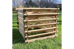 TULIPY 1575-449L Easy Fill Wooden Compost Bin | 6 Sizes (Brown, 718L - H65cm x W120cm x D92cm)