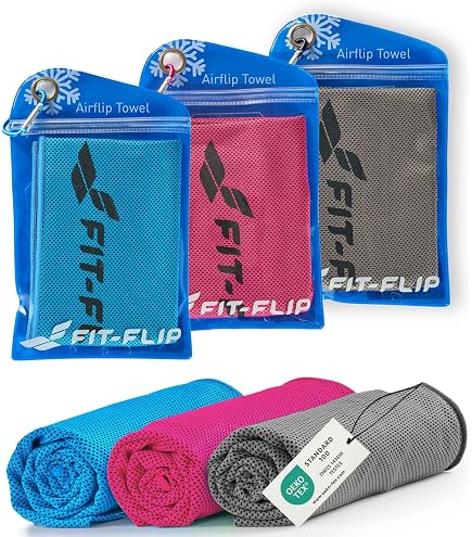 TRUEIN Serviette Microfibre Rafraîchissante Lot 4 – 90x30 Cm – Sèche Vite, étui Silicone + Mousqueton Inclus – Fitness, Yoga, Voyage – 4 Couleurs