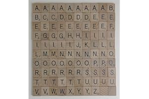 Flyingstart Full Set of Wooden Letter Tiles - 100 Replacement Tiles fits Scrabble game