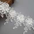 Ruban Dentelle Fleur Perles - 1m De Bordure Brodée Blanc Pour DIY Décor Mariage Robe