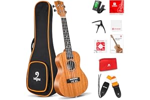 Ukelele de concierto Vangoa para principiantes de caoba de 23 pulgadas ukelele kit completo, ukelele hawaiano acústico profesional de 23 pulgadas para principiantes adultos