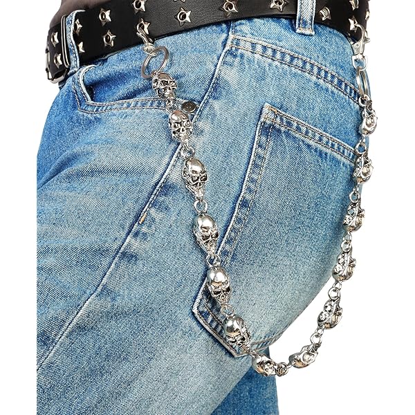 SIIN Catene Per Jeans, Biker Punk Stile Cranio Catene Per Jeans - Foto 8