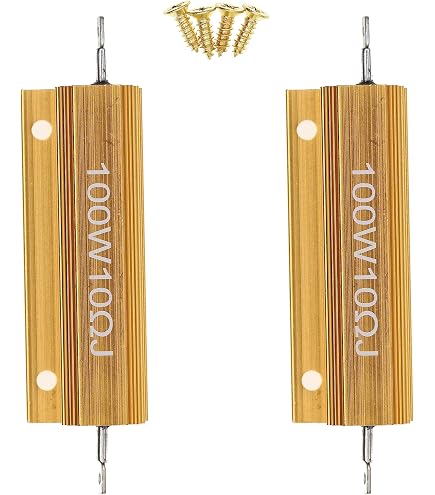 PATIKIL Resistore A Guscio In Alluminio 100W 1 Ohm – 2 Pezzi, Resistori Di Potenza A Filo Avvolto Con Viti, Per Elettronica Industriale, Oro