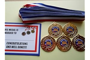 DWL WELL DONE AND CONGRATULATIONS MEDALS - 50MM METAL/RIBBONS AND CERTIFICATES SET OF 5