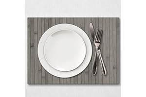 Comart - Amerykańska podkładka bambusowa Edge - Zestaw 4 podkładek na stół 30 x 45 cm - Zmywalne - Odporne na ciepło - na śniadanie, obiad - Eleganckie podkładki - Ekologiczne bambusowe - kolor szary