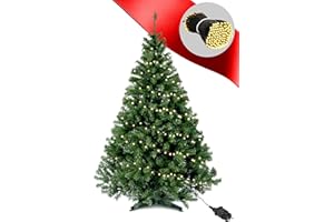 ‎MENZ Künstlicher Weihnachtsbaum 150 cm 2-in-1 Set, Dichte PVC-Zweige, Tannenbaum Künstlich mit Lichterkette, Stabiler Christ