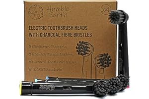 Humble Earth Recyclable Toothbrush Heads Compatible with Oral-B Electric Toothbrush, Charcoal Bristles (Pack of 4)