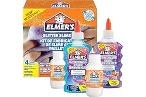 ELMER'S Elmer’s Glitter Slime Kit | Slime Supplies Include Purple & Blue Glitter Glue & 2 Bottles of Magical Liquid Slime Activator | Washable & Kid Friendly | 4 Count