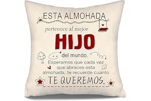 Aosumin Esperamos Que Cada Vez Que abraces Esta Almohada te recuerde cuánto te Queremos Fundas de Cojín para Hijo de Mamá Papá Cumpleaños Graduación Navidad Regalo Hijo Recordatorio (Hijo-b)