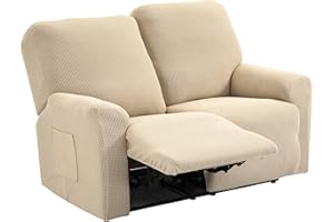 TIANSHU Funda Reclinable de 2 Plaza, Fundas Reclinables Elásticas, Protector Funda Sillón Relax, Funda Cubre Sofá, Fundas de Sofá Lavables y Elásticas para Muebles (Beige)