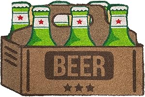 Fisura - Mata wejściowa w kształcie. Oryginalna wycieraczka kokosowa z antypoślizgowym podkładem PCV. Wymiary: 70 x 40 cm. (Piwo, brązowe)