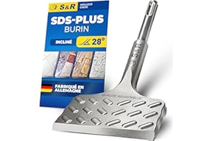 S&R Burin SDS PLUS Carrelage Burin Plat pour Carreleur 165 x 75mm Qualité Industrielle. Fabrication Allemande. Burin Perforatetur SDS-Plus