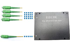 Elfcam® - Séparateur de Fibres Optique, Séparateur Optique de Fibre Monomode de PLC de SC/APC avec La Boîte Plastique ABS (1x4)