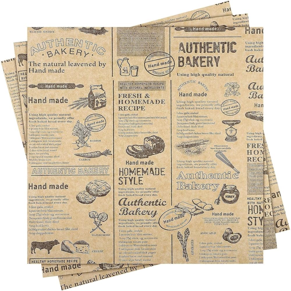 Busstier Vintage Gazete Desenli Kağıt, Kendinden Desenli Mutfak Sunum Kağıdı, Yemek Sunumları İçin İdeal 50 Adet