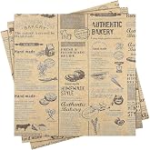 Busstier Vintage Gazete Desenli Kağıt, Kendinden Desenli Mutfak Sunum Kağıdı, Yemek Sunumları İ&ccedil;in İdeal 50 Adet