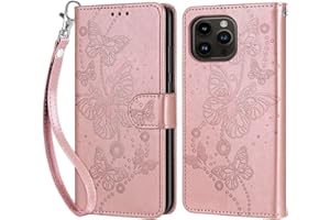 KENHONER Funda para iPhone 15 Pro Carcasa, Fundas iPhone 15 Pro Funda Libro con Tapa Piel Case Flip Cuero,Cierre Magnético Antichoque - Oro Rosa