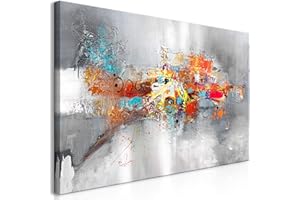 decomonkey Bilder Abstrakt 120x60 cm 1 Teilig Leinwandbilder Bild auf Leinwand Vlies Wandbild Kunstdruck Wanddeko Wand Wohnzimmer Wanddekoration Deko Kunst Modern Textur Grau Bunt