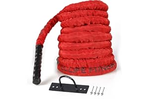 CCLIFE Battle Ropes Fitness Exercise Battle Rope Strength Training Rope Poly Dacron Battle Rope Undulation - Battle Rope Anchor Included 9/12/15M