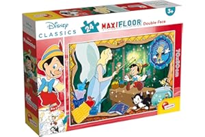 Liscianigiochi Puzzle Maxi Floor para niños de 24 piezas 2 en 1, Doble Cara con reverso para colorear - Disney Pinocchio 86672