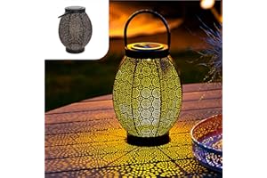 Gadgy Farolillo Solar De Exterior Flor | Farola De Mesa O Colgante | Luz LED | Decoracion De Jardin | Metal Negro Y Dorado | Ip65-impermeable