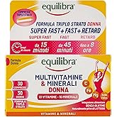 Equilibra Integratori Alimentari, Multivitamine & Minerali Donna, Integratore Tripla Azione di Magnesio, Ferro, Acido Folico 