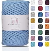 Makromecity, Tek Telli Makrome Kordon 3 mm x 100 Yards (300 ft) 3 mm Tek Telli Bebek Mavisi Pamuk Kordon Makrome Sanat ve El 