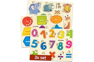 Jeux Puzzle Enfant 1 2 3 Ans by QUOKKA - Jouet Bebe Montessori pour Fille et Garçon - Puzzle Animaux Nombres Figure Géométrique - Jeu Application Educatif avec 42 Puzzles en Cadeau Enfant 1-3 Ans
