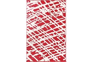LEDSA MART Indoor/Outdoor Reversible Plastic Rug | Perfect for Patio, Decking, Terrace, Balcony, Hall, Kitchen, Garden, Picnic | UV, Stain And Water Resistant | (Red & White, 120x180cm)