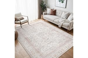 BEIMO Tappeto Salotto Pelo Corto, Tappeto Ingresso Interno, Tappeto Antiscivolo Lavabile, Grandi Tappeto Vintage per Cucina, Camera Da Letto, Ufficio, Rosato, 160x230cm