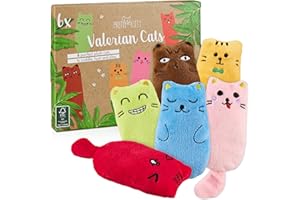 PRETTY KITTY Valerian Cat Toys: 6x Cat Pillow with dried Valerian Root for Cats – Colourful Plush Cat Pillow Set, Kitten Toy, Kitten Toys Cat Stuff