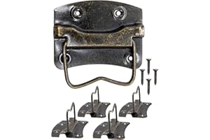 FUXXER® - 4 x antyczne składane uchwyty, składane uchwyty do skrzyń, skrzyń, komod, antyczny brąz mosiądz, 55 x 54 mm, zestaw 4 szt.