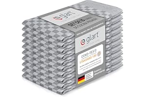 Glart 48SG juego de 10 paños de cocina paños de cocina paños de cocina, hilo completo, 50x70 cm, 100% algodón OEKO-TEX, gris, prelavado