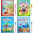 GLUN® Water Marker Magic Book for Kids, 4 Different Theme Magic Books, Educational, Promote Fine Motor & Drawing Skills, Reusable, Mess-Free Art with Quick Dry Technology