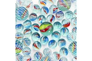 PHILUMO 5 x 20 + 1 canicas de cristal, diámetro de 16 y 25 mm de tamaño, ideal para cumpleaños y canicas