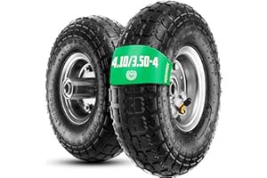 MOOVMOOV (2-Pack) 4.10/3.50-4 Wheels Replacement - For Sack Barrow Wheels, Trolley Carts, Others - 10" Tyres - Easy to Install