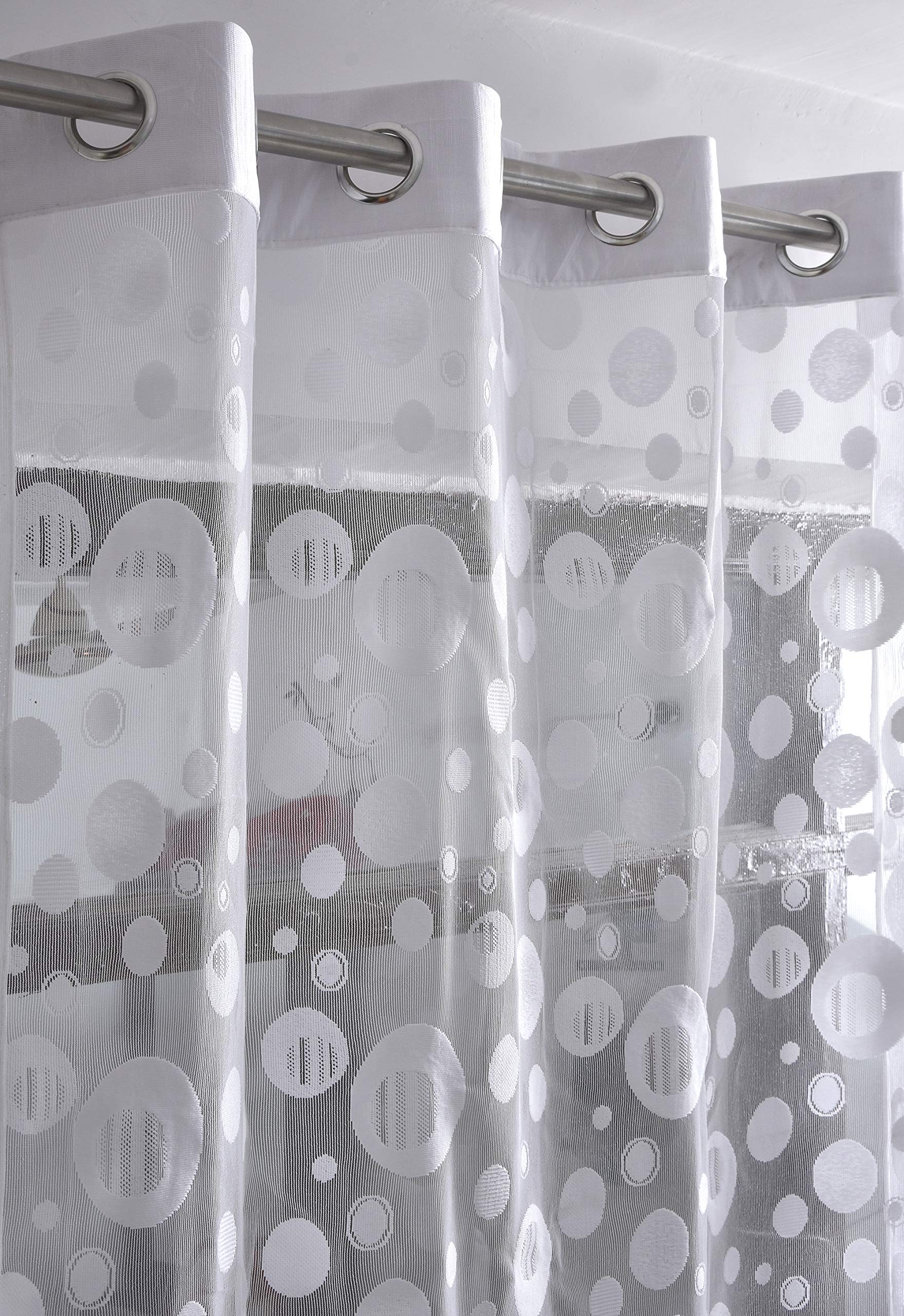Buy Polyester 2 Piece Dots Sheer Striped Net Curtains For Window
