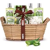 BRUBAKER Cosmetics Bath and Shower Gift Set for Women Aloe Vera - 11 Piece Gift Set in Wicker Basket - Wellness Spa Kit
