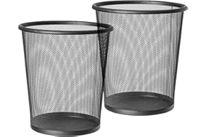 ART MOON Artmoon Mesh Lot de 2 Poubelles à Papier 12L, Poubelle de Bureau en Métal Tressé, Corbeille à Papier Design Moderne, Anticorrosion, Antirouille, Noir, Poids: 540 g, 26x29.5 cm, 2 Pièces