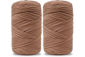 Vincona Fil tee Shirt pour Crochet 2 x 200 g, Fil Crochet, Idéal pour Crocheter des sacs, Paniers, Tentures Murales, Décoration d'intérieur et Loisirs Créatifs-Marron foncé 13