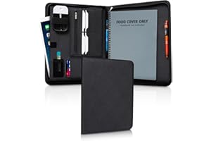 ‎TRAILBLAZE Trailblaze Genuine Leather Folio Cover Compatible with Rocketbook Everlast, Fusion, Panda | Letter Size Portfolio Organizer with Pen Loop, Multiple Pockets (Charcoal, Large (Letter))