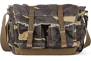 Gootium Canvas Messenger Bag - Vintage Shoulder Bag Frayed Style Satchel