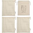 Pretty Wallaby| Onion & Potato&Root Vegetable Reusable Mesh Bags| Plastic Free| Eco-Friendly|100% Cotton| Set of 3 X-Large Bags & 1 Large Linen Bread Bag