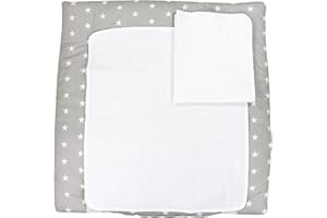 TupTam Materassino per Fasciatoio con 2 Stuoie a Spugna, Stelle Bianco/Grigio, 70 x 70 cm