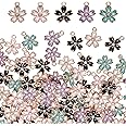 SUNNYCLUE 1 Box 100Pcs 5 Colors Sakura Flower Charms Sakura Charm Japanese Flowers Rhinestone Floral Cherry Blossom Charm Flower Enamel Charm for jewellery Making Charms DIY Bracelet Necklace Earrings