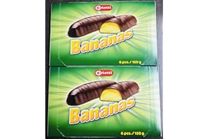 A TASTE OF AMERICA Carletti Chocolate Covered Foam Marshmallow Bananas - 2 x 6 Piece Gift Pack - 12 Bananas in Total